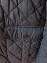 Barbour x Abraham Moon Jacket M Navy Blue Prior Quilt Tweed Trim