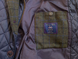 Barbour x Abraham Moon Jacket M Navy Blue Prior Quilt Tweed Trim