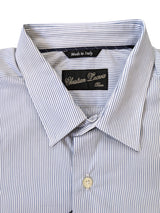 Christian Lacroix Rare Sample Shirt 16 Blue Striped Cotton