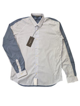Christian Lacroix Rare Sample Shirt 16 Hairline Blue/ Slate Check Back Cotton