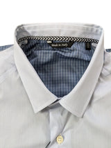 Christian Lacroix Rare Sample Shirt 16 Hairline Blue/ Slate Check Back Cotton