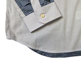 Christian Lacroix Rare Sample Shirt 16 Hairline Blue/ Slate Check Back Cotton