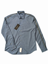 Christian Lacroix Rare Sample Shirt 16 Slate Blue Check Cotton