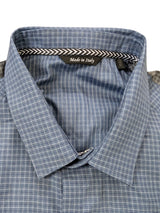 Christian Lacroix Rare Sample Shirt 16 Slate Blue Check Cotton