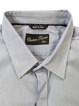 Christian Lacroix Rare Sample Shirt 16 Blue Striped French Cuffs Cotton