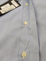 Christian Lacroix Rare Sample Shirt 16 Blue Striped French Cuffs Cotton