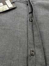 Christian Lacroix Rare Sample Shirt 16 Charcoal Microcheck Fly Front Cotton