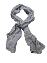Drumohr Scarf Soft Light Blue Plaid Pure Linen