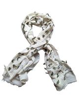LBM 1911 Scarf Ivory Fuzzy Green Cotton
