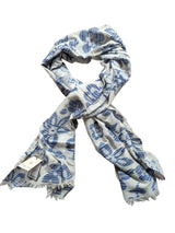 LBM 1911 Scarf Vanilla Blue Florals Cotton