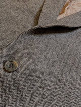 Chester Barrie Sport Coat 40R Oat Grey Herringbone 2-button Wool
