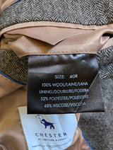 Chester Barrie Sport Coat 40R Oat Grey Herringbone 2-button Wool