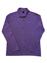 Hugo Boss Polo Shirt M Long Sleeved Plum Pima Cotton