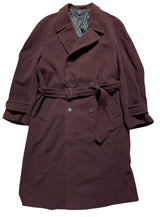 Vintage Executex Raglan Belted DB Coat 42/44R Reddish Brown Blue Wool