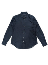 Thom Sweeney Buttoned Polo Shirt L Midnight Blue Cotton Pique