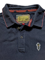 Barbour Steve McQueen Polo Shirt M Slim Navy Blue Cotton Pique