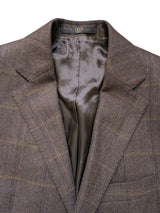 Daks London Sport Coat 38S Brown Plaid 2-button Wool