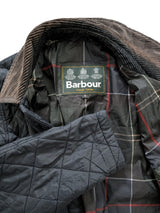 Barbour Jacket S Navy Blue Holme Tartan Padded Quilt Polyamide