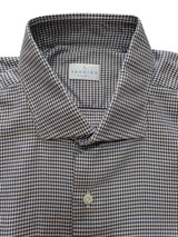 Sannino Napoli Shirt 17.5 Brown/Navy Check Cotton