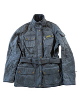 Barbour Ladies International Belted Jacket XS/2 US Gunmetal Blue Polar Quilted Polyester