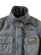Barbour Ladies International Belted Jacket XS/2 US Gunmetal Blue Polar Quilted Polyester