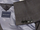 Benjamin Zegna Suit Grey Light Blue Windowpane Pure Wool