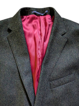 Marks & Spencer Abraham Moon Sport Coat 44R Olive Green Herringbone 2-button Worsted Wool Tweed
