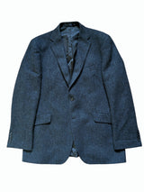 Marks & Spencer Abraham Moon Sport Coat 44L Charcoal Blue Herringbone 2-button Worsted Wool Tweed