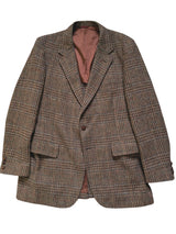 Vintage Lord Essex Sport Coat 42L Brown Plaid 2-button Wool Tweed