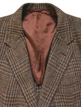 Vintage Lord Essex Sport Coat 42L Brown Plaid 2-button Wool Tweed