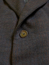 Vintage Chester Barrie Savile Row Coat L/42 Dark Charcoal Brown Check Heavy Wool