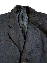 Vintage Chester Barrie Savile Row Coat L/42 Dark Charcoal Brown Check Heavy Wool