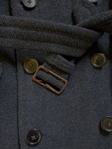 Vintage John Collier Belted DB Great Coat L/42R Charcoal Heavy Wool