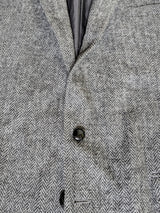 Vintage Dunn & Co Harris Tweed Sport Coat 46L Grey Herringbone 2-button Wool