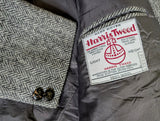 Vintage Dunn & Co Harris Tweed Sport Coat 46L Grey Herringbone 2-button Wool