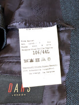 Daks London Sport Coat 44L Dark Blue Herringbone 2-button Wool