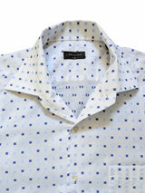 Corneliani Sport Shirt L/XL White Patterned Cotton One-Piece Collar