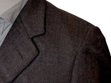Vintage Chester Barrie Savile Row Coat L/42 Dark Charcoal Brown Check Heavy Wool
