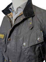 Barbour International Belted Jacket M Slim Soft Black Waxed Cotton