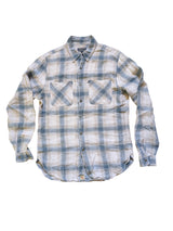 Ralph Lauren Shirt M Beige/Blue Plaid Linen