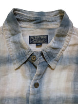 Ralph Lauren Shirt M Beige/Blue Plaid Linen