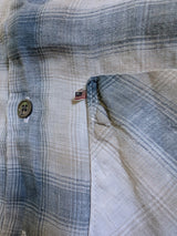 Ralph Lauren Shirt M Beige/Blue Plaid Linen