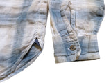 Ralph Lauren Shirt M Beige/Blue Plaid Linen