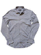 Zegna Shirt S (39 Slim) Navy/Grey/White Check Cotton