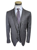 Caruso Vakko 3-Piece Suit 44R Charcoal Solaro Wool/Silk