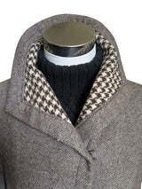 Rare Vintage French Couture Dior/YSL Women's Coat L/XL Brown Check Armand Hallenstein Reversible Wool