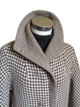 Rare Vintage French Couture Dior/YSL Women's Coat L/XL Brown Check Armand Hallenstein Reversible Wool