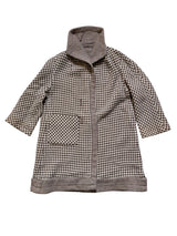Rare Vintage French Couture Dior/YSL Women's Coat L/XL Brown Check Armand Hallenstein Reversible Wool