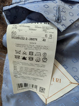 Pal Zileri Sport Coat 48R Light Brown Plaid 2-Button Wool/Silk/Linen