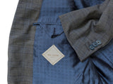 Pal Zileri Suit 48R Grey Plaid 2-Button Wool